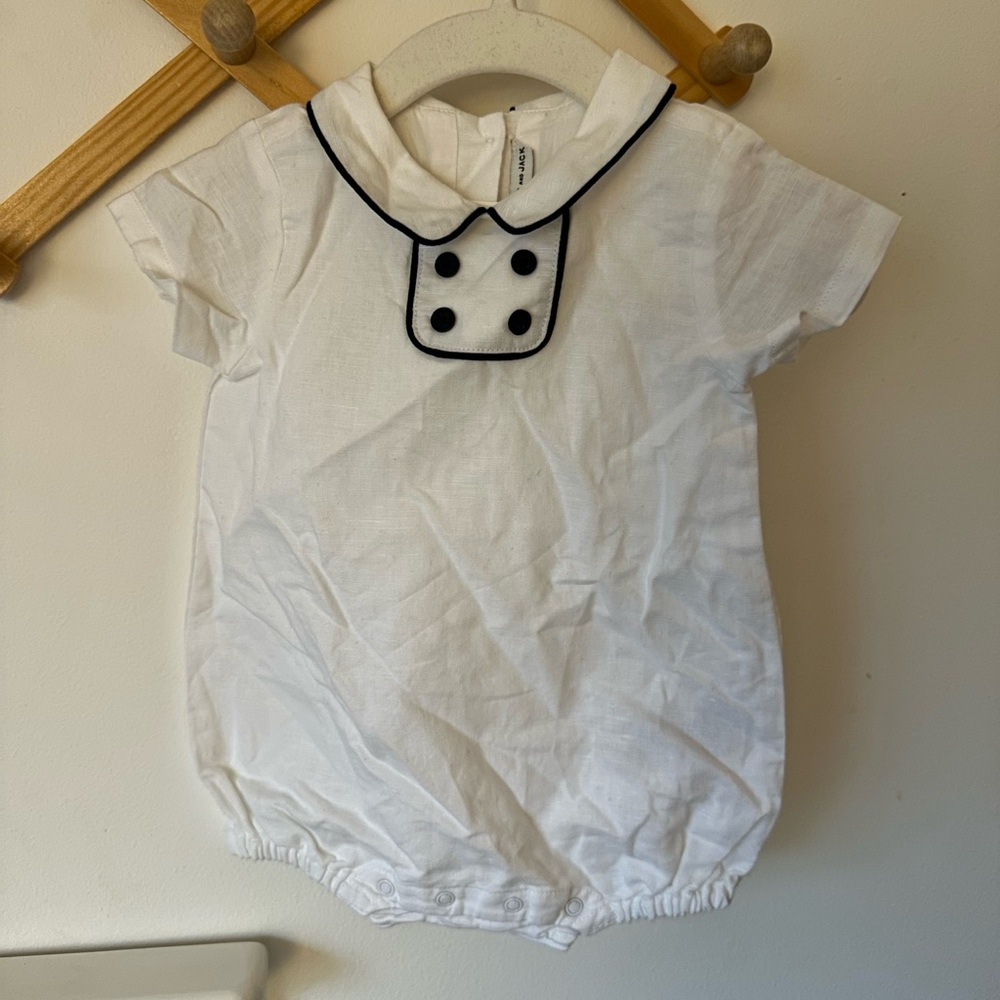 ✨ Jamie and Jack White Linen Romper — Sizes 3–6M & 6–12M 🤍  NEVER WORN